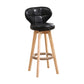 Modern Backrest Rotatable Counter Stool Wood Kitchen Bar Stool with Cushion and Pedal Black Natural 1 Piece Clearhalo 'Bar Furniture' 'Bar Stools' 'bar_stools' 'furn' 'furn_bar_stools' 'furniture_bar_stools' 'Kitchen & Dining Furniture' 'kitchen&dining_furn' 'kitchen' 'kitchen_furn' Furniture' 4463218