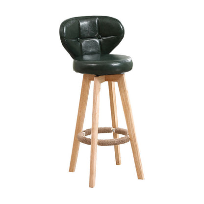Modern Backrest Rotatable Counter Stool Wood Kitchen Bar Stool with Cushion and Pedal Blackish Green Natural 1 Piece Clearhalo 'Bar Furniture' 'Bar Stools' 'bar_stools' 'furn' 'furn_bar_stools' 'furniture_bar_stools' 'Kitchen & Dining Furniture' 'kitchen&dining_furn' 'kitchen' 'kitchen_furn' Furniture' 4463220