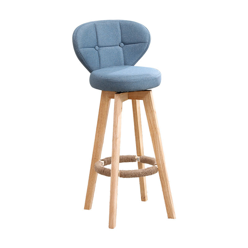 Modern Backrest Rotatable Counter Stool Wood Kitchen Bar Stool with Cushion and Pedal Light Blue Natural 1 Piece Clearhalo 'Bar Furniture' 'Bar Stools' 'bar_stools' 'furn' 'furn_bar_stools' 'furniture_bar_stools' 'Kitchen & Dining Furniture' 'kitchen&dining_furn' 'kitchen' 'kitchen_furn' Furniture' 4463222
