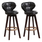 Modern Backrest Rotatable Counter Stool Wood Kitchen Bar Stool with Cushion and Pedal Black Brown 2 Piece Set Clearhalo 'Bar Furniture' 'Bar Stools' 'bar_stools' 'furn' 'furn_bar_stools' 'furniture_bar_stools' 'Kitchen & Dining Furniture' 'kitchen&dining_furn' 'kitchen' 'kitchen_furn' Furniture' 4463225