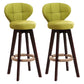 Modern Backrest Rotatable Counter Stool Wood Kitchen Bar Stool with Cushion and Pedal Light Green Brown 2 Piece Set Clearhalo 'Bar Furniture' 'Bar Stools' 'bar_stools' 'furn' 'furn_bar_stools' 'furniture_bar_stools' 'Kitchen & Dining Furniture' 'kitchen&dining_furn' 'kitchen' 'kitchen_furn' Furniture' 4463229
