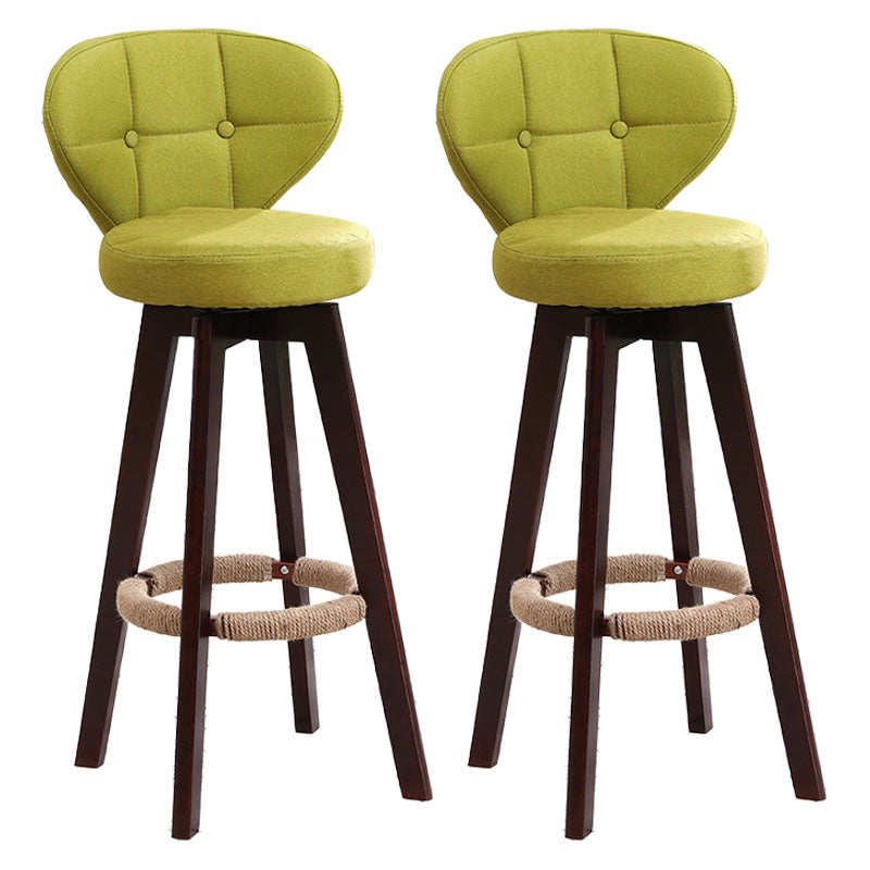 Modern Backrest Rotatable Counter Stool Wood Kitchen Bar Stool with Cushion and Pedal Light Green Brown 2 Piece Set Clearhalo 'Bar Furniture' 'Bar Stools' 'bar_stools' 'furn' 'furn_bar_stools' 'furniture_bar_stools' 'Kitchen & Dining Furniture' 'kitchen&dining_furn' 'kitchen' 'kitchen_furn' Furniture' 4463229