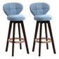 Modern Backrest Rotatable Counter Stool Wood Kitchen Bar Stool with Cushion and Pedal Light Blue Brown 2 Piece Set Clearhalo 'Bar Furniture' 'Bar Stools' 'bar_stools' 'furn' 'furn_bar_stools' 'furniture_bar_stools' 'Kitchen & Dining Furniture' 'kitchen&dining_furn' 'kitchen' 'kitchen_furn' Furniture' 4463230