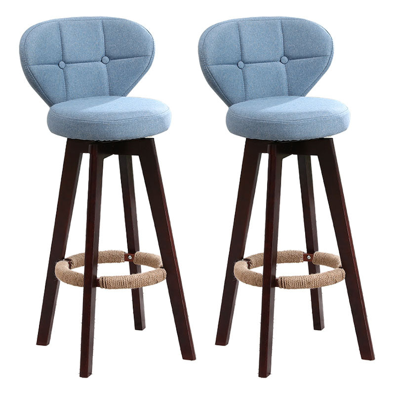 Modern Backrest Rotatable Counter Stool Wood Kitchen Bar Stool with Cushion and Pedal Light Blue Brown 2 Piece Set Clearhalo 'Bar Furniture' 'Bar Stools' 'bar_stools' 'furn' 'furn_bar_stools' 'furniture_bar_stools' 'Kitchen & Dining Furniture' 'kitchen&dining_furn' 'kitchen' 'kitchen_furn' Furniture' 4463230