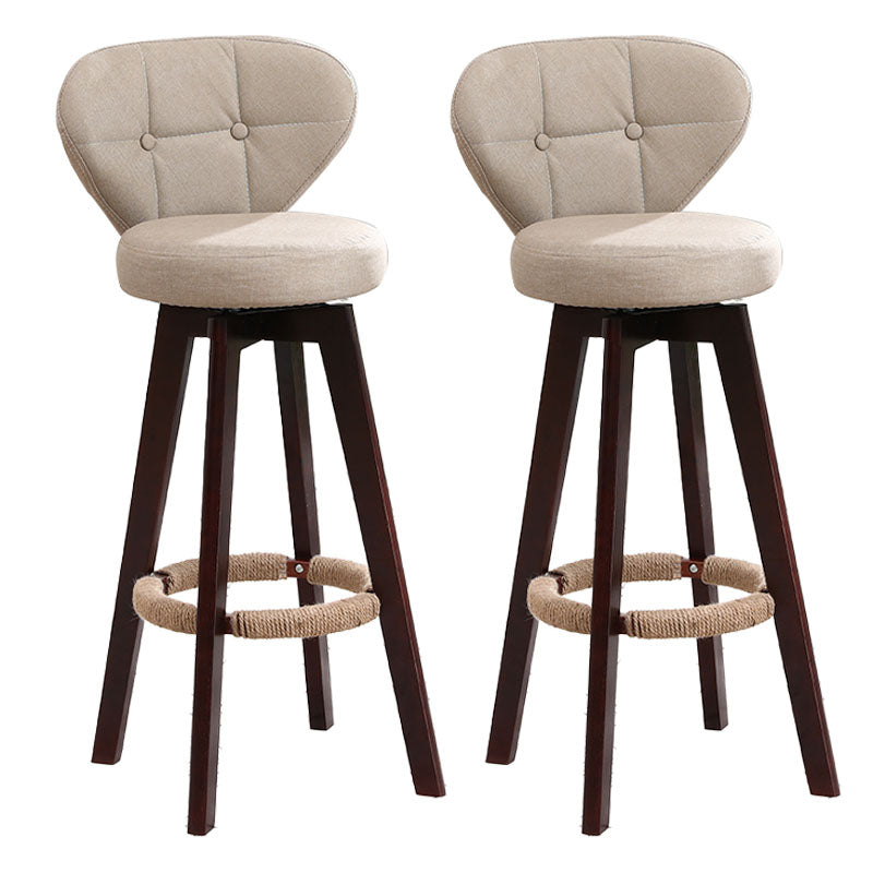 Modern Backrest Rotatable Counter Stool Wood Kitchen Bar Stool with Cushion and Pedal Khaki Brown 2 Piece Set Clearhalo 'Bar Furniture' 'Bar Stools' 'bar_stools' 'furn' 'furn_bar_stools' 'furniture_bar_stools' 'Kitchen & Dining Furniture' 'kitchen&dining_furn' 'kitchen' 'kitchen_furn' Furniture' 4463231