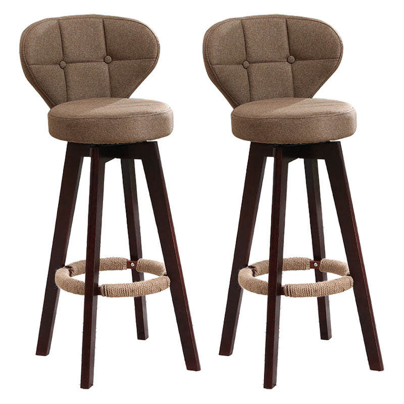 Modern Backrest Rotatable Counter Stool Wood Kitchen Bar Stool with Cushion and Pedal Coffee Brown 2 Piece Set Clearhalo 'Bar Furniture' 'Bar Stools' 'bar_stools' 'furn' 'furn_bar_stools' 'furniture_bar_stools' 'Kitchen & Dining Furniture' 'kitchen&dining_furn' 'kitchen' 'kitchen_furn' Furniture' 4463232