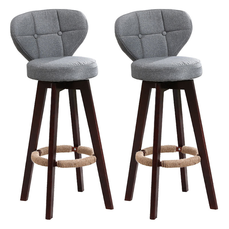 Modern Backrest Rotatable Counter Stool Wood Kitchen Bar Stool with Cushion and Pedal Grey Brown 2 Piece Set Clearhalo 'Bar Furniture' 'Bar Stools' 'bar_stools' 'furn' 'furn_bar_stools' 'furniture_bar_stools' 'Kitchen & Dining Furniture' 'kitchen&dining_furn' 'kitchen' 'kitchen_furn' Furniture' 4463233