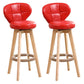 Modern Backrest Rotatable Counter Stool Wood Kitchen Bar Stool with Cushion and Pedal Red Natural 2 Piece Set Clearhalo 'Bar Furniture' 'Bar Stools' 'bar_stools' 'furn' 'furn_bar_stools' 'furniture_bar_stools' 'Kitchen & Dining Furniture' 'kitchen&dining_furn' 'kitchen' 'kitchen_furn' Furniture' 4463235