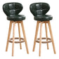 Modern Backrest Rotatable Counter Stool Wood Kitchen Bar Stool with Cushion and Pedal Blackish Green Natural 2 Piece Set Clearhalo 'Bar Furniture' 'Bar Stools' 'bar_stools' 'furn' 'furn_bar_stools' 'furniture_bar_stools' 'Kitchen & Dining Furniture' 'kitchen&dining_furn' 'kitchen' 'kitchen_furn' Furniture' 4463236