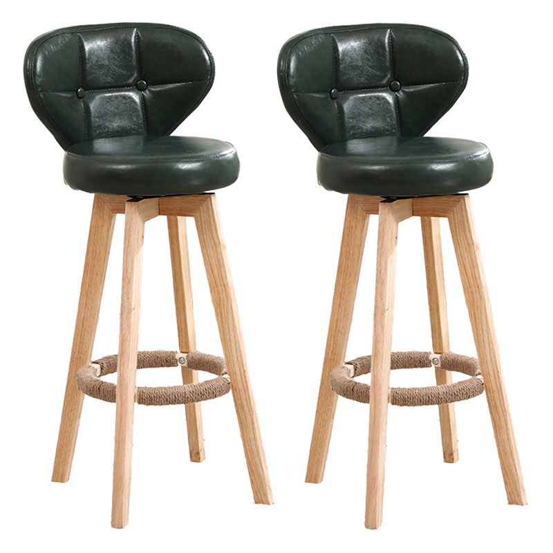 Modern Backrest Rotatable Counter Stool Wood Kitchen Bar Stool with Cushion and Pedal Blackish Green Natural 2 Piece Set Clearhalo 'Bar Furniture' 'Bar Stools' 'bar_stools' 'furn' 'furn_bar_stools' 'furniture_bar_stools' 'Kitchen & Dining Furniture' 'kitchen&dining_furn' 'kitchen' 'kitchen_furn' Furniture' 4463236