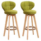 Modern Backrest Rotatable Counter Stool Wood Kitchen Bar Stool with Cushion and Pedal Light Green Natural 2 Piece Set Clearhalo 'Bar Furniture' 'Bar Stools' 'bar_stools' 'furn' 'furn_bar_stools' 'furniture_bar_stools' 'Kitchen & Dining Furniture' 'kitchen&dining_furn' 'kitchen' 'kitchen_furn' Furniture' 4463237