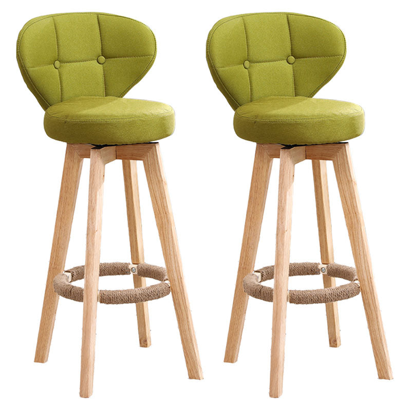 Modern Backrest Rotatable Counter Stool Wood Kitchen Bar Stool with Cushion and Pedal Light Green Natural 2 Piece Set Clearhalo 'Bar Furniture' 'Bar Stools' 'bar_stools' 'furn' 'furn_bar_stools' 'furniture_bar_stools' 'Kitchen & Dining Furniture' 'kitchen&dining_furn' 'kitchen' 'kitchen_furn' Furniture' 4463237
