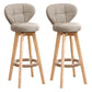 Modern Backrest Rotatable Counter Stool Wood Kitchen Bar Stool with Cushion and Pedal Khaki Natural 2 Piece Set Clearhalo 'Bar Furniture' 'Bar Stools' 'bar_stools' 'furn' 'furn_bar_stools' 'furniture_bar_stools' 'Kitchen & Dining Furniture' 'kitchen&dining_furn' 'kitchen' 'kitchen_furn' Furniture' 4463239