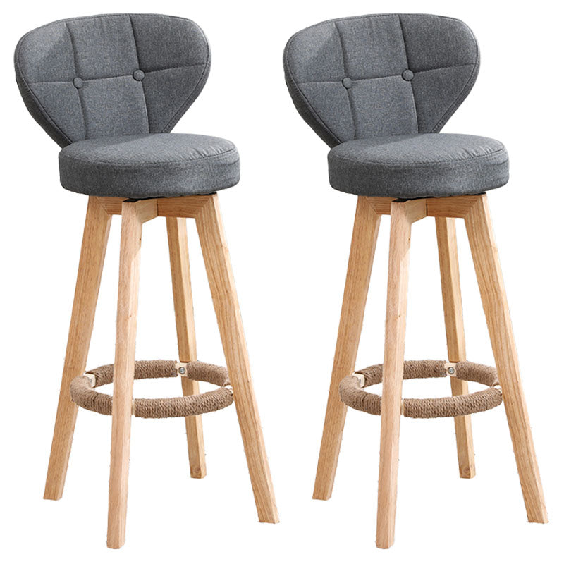 Modern Backrest Rotatable Counter Stool Wood Kitchen Bar Stool with Cushion and Pedal Grey Natural 2 Piece Set Clearhalo 'Bar Furniture' 'Bar Stools' 'bar_stools' 'furn' 'furn_bar_stools' 'furniture_bar_stools' 'Kitchen & Dining Furniture' 'kitchen&dining_furn' 'kitchen' 'kitchen_furn' Furniture' 4463240