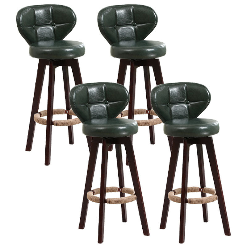 Modern Backrest Rotatable Counter Stool Wood Kitchen Bar Stool with Cushion and Pedal Blackish Green Brown 4 Piece Set Clearhalo 'Bar Furniture' 'Bar Stools' 'bar_stools' 'furn' 'furn_bar_stools' 'furniture_bar_stools' 'Kitchen & Dining Furniture' 'kitchen&dining_furn' 'kitchen' 'kitchen_furn' Furniture' 4463244
