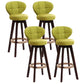Modern Backrest Rotatable Counter Stool Wood Kitchen Bar Stool with Cushion and Pedal Light Green Brown 4 Piece Set Clearhalo 'Bar Furniture' 'Bar Stools' 'bar_stools' 'furn' 'furn_bar_stools' 'furniture_bar_stools' 'Kitchen & Dining Furniture' 'kitchen&dining_furn' 'kitchen' 'kitchen_furn' Furniture' 4463245