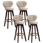 Modern Backrest Rotatable Counter Stool Wood Kitchen Bar Stool with Cushion and Pedal Khaki Brown 4 Piece Set Clearhalo 'Bar Furniture' 'Bar Stools' 'bar_stools' 'furn' 'furn_bar_stools' 'furniture_bar_stools' 'Kitchen & Dining Furniture' 'kitchen&dining_furn' 'kitchen' 'kitchen_furn' Furniture' 4463247