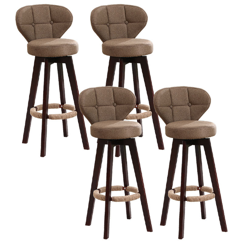 Modern Backrest Rotatable Counter Stool Wood Kitchen Bar Stool with Cushion and Pedal Coffee Brown 4 Piece Set Clearhalo 'Bar Furniture' 'Bar Stools' 'bar_stools' 'furn' 'furn_bar_stools' 'furniture_bar_stools' 'Kitchen & Dining Furniture' 'kitchen&dining_furn' 'kitchen' 'kitchen_furn' Furniture' 4463248
