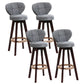 Modern Backrest Rotatable Counter Stool Wood Kitchen Bar Stool with Cushion and Pedal Grey Brown 4 Piece Set Clearhalo 'Bar Furniture' 'Bar Stools' 'bar_stools' 'furn' 'furn_bar_stools' 'furniture_bar_stools' 'Kitchen & Dining Furniture' 'kitchen&dining_furn' 'kitchen' 'kitchen_furn' Furniture' 4463249
