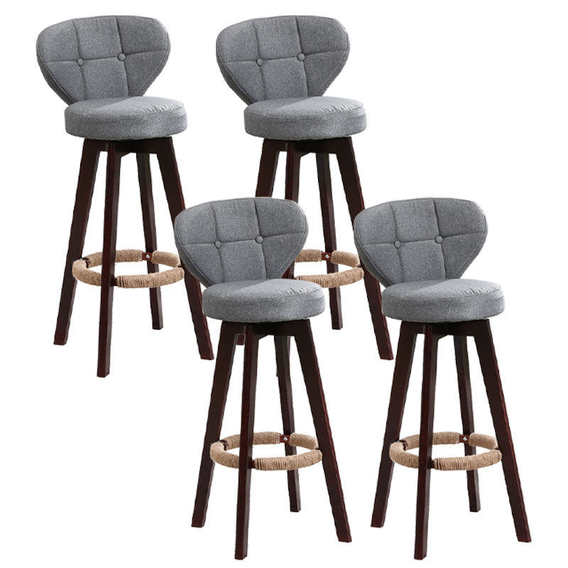 Modern Backrest Rotatable Counter Stool Wood Kitchen Bar Stool with Cushion and Pedal Grey Brown 4 Piece Set Clearhalo 'Bar Furniture' 'Bar Stools' 'bar_stools' 'furn' 'furn_bar_stools' 'furniture_bar_stools' 'Kitchen & Dining Furniture' 'kitchen&dining_furn' 'kitchen' 'kitchen_furn' Furniture' 4463249