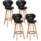 Modern Backrest Rotatable Counter Stool Wood Kitchen Bar Stool with Cushion and Pedal Black Natural 4 Piece Set Clearhalo 'Bar Furniture' 'Bar Stools' 'bar_stools' 'furn' 'furn_bar_stools' 'furniture_bar_stools' 'Kitchen & Dining Furniture' 'kitchen&dining_furn' 'kitchen' 'kitchen_furn' Furniture' 4463250