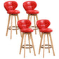 Modern Backrest Rotatable Counter Stool Wood Kitchen Bar Stool with Cushion and Pedal Red Natural 4 Piece Set Clearhalo 'Bar Furniture' 'Bar Stools' 'bar_stools' 'furn' 'furn_bar_stools' 'furniture_bar_stools' 'Kitchen & Dining Furniture' 'kitchen&dining_furn' 'kitchen' 'kitchen_furn' Furniture' 4463251