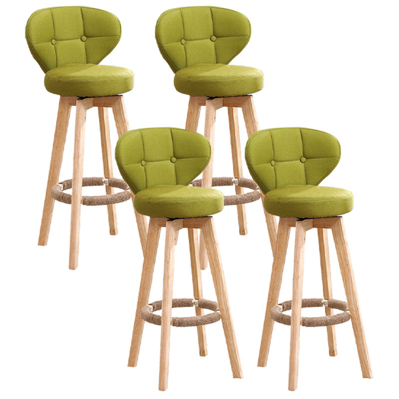 Modern Backrest Rotatable Counter Stool Wood Kitchen Bar Stool with Cushion and Pedal Light Green Natural 4 Piece Set Clearhalo 'Bar Furniture' 'Bar Stools' 'bar_stools' 'furn' 'furn_bar_stools' 'furniture_bar_stools' 'Kitchen & Dining Furniture' 'kitchen&dining_furn' 'kitchen' 'kitchen_furn' Furniture' 4463253