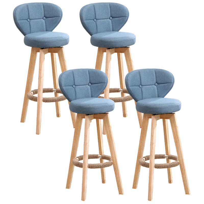 Modern Backrest Rotatable Counter Stool Wood Kitchen Bar Stool with Cushion and Pedal Light Blue Natural 4 Piece Set Clearhalo 'Bar Furniture' 'Bar Stools' 'bar_stools' 'furn' 'furn_bar_stools' 'furniture_bar_stools' 'Kitchen & Dining Furniture' 'kitchen&dining_furn' 'kitchen' 'kitchen_furn' Furniture' 4463254