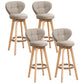 Modern Backrest Rotatable Counter Stool Wood Kitchen Bar Stool with Cushion and Pedal Khaki Natural 4 Piece Set Clearhalo 'Bar Furniture' 'Bar Stools' 'bar_stools' 'furn' 'furn_bar_stools' 'furniture_bar_stools' 'Kitchen & Dining Furniture' 'kitchen&dining_furn' 'kitchen' 'kitchen_furn' Furniture' 4463255