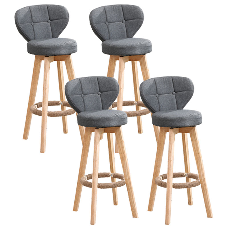 Modern Backrest Rotatable Counter Stool Wood Kitchen Bar Stool with Cushion and Pedal Grey Natural 4 Piece Set Clearhalo 'Bar Furniture' 'Bar Stools' 'bar_stools' 'furn' 'furn_bar_stools' 'furniture_bar_stools' 'Kitchen & Dining Furniture' 'kitchen&dining_furn' 'kitchen' 'kitchen_furn' Furniture' 4463256