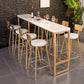 White Glam Style Bar Table Wood Rectangular Bar Table with Metal Base 110.2"L x 15.7"W x 41.3"H Without Chairs Clearhalo 'Bar Furniture' 'Bar Tables' 'bar_tables' 'furn' 'furn_bar_tables' 'Furniture' 'furniture_bar_tables' 'Kitchen & Dining Furniture' 4463258