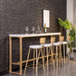 White Glam Style Bar Table Wood Rectangular Bar Table with Metal Base 118.1"L x 17.7"W x 41.3"H Without Chairs Clearhalo 'Bar Furniture' 'Bar Tables' 'bar_tables' 'furn' 'furn_bar_tables' 'Furniture' 'furniture_bar_tables' 'Kitchen & Dining Furniture' 4463260