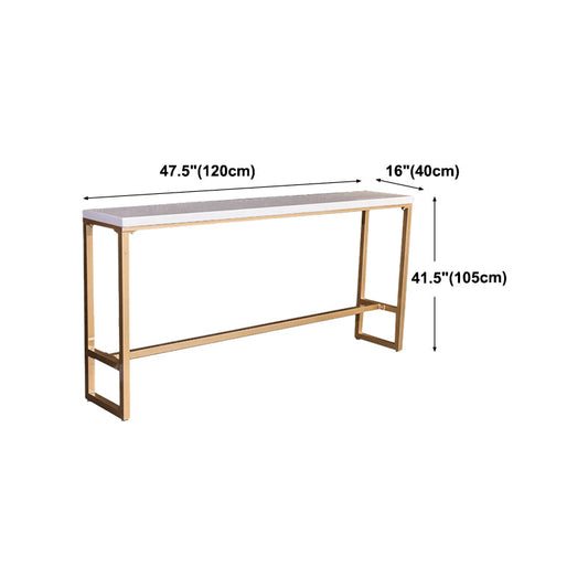 White Glam Style Bar Table Wood Rectangular Bar Table with Metal Base Clearhalo 'Bar Furniture' 'Bar Tables' 'bar_tables' 'furn' 'furn_bar_tables' 'Furniture' 'furniture_bar_tables' 'Kitchen & Dining Furniture' 4463274