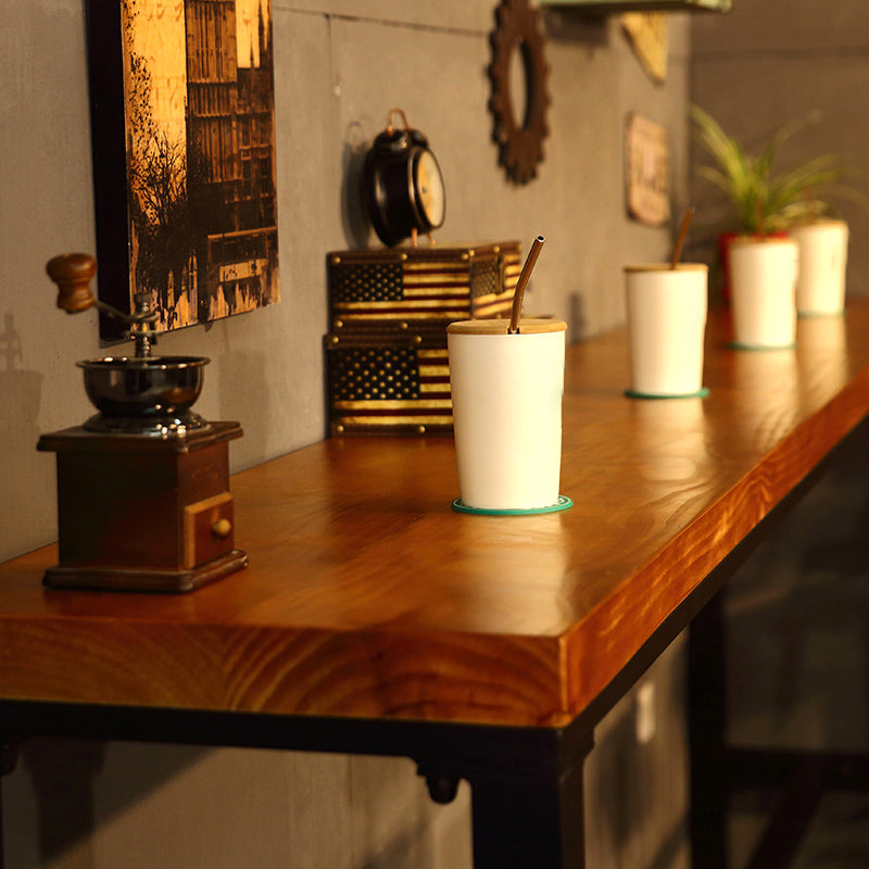 Brown Modern Style Bar Table in Metal and Wood Indoor Bar Counter Clearhalo 'Bar Furniture' 'Bar Tables' 'bar_tables' 'furn' 'furn_bar_tables' 'Furniture' 'furniture_bar_tables' 'Kitchen & Dining Furniture' 4463283