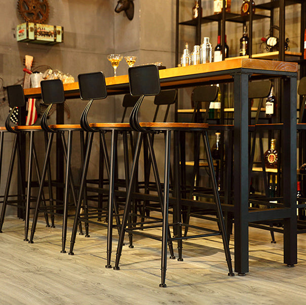 Brown Modern Style Bar Table in Metal and Wood Indoor Bar Counter Clearhalo 'Bar Furniture' 'Bar Tables' 'bar_tables' 'furn' 'furn_bar_tables' 'Furniture' 'furniture_bar_tables' 'Kitchen & Dining Furniture' 4463287