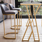 Glam Marble Counter Table with Rectangle Table Top Gold Double Pedestal Table - 42" H Clearhalo 'Bar Furniture' 'Bar Tables' 'bar_tables' 'furn' 'furn_bar_tables' 'Furniture' 'furniture_bar_tables' 'Kitchen & Dining Furniture' 4463304