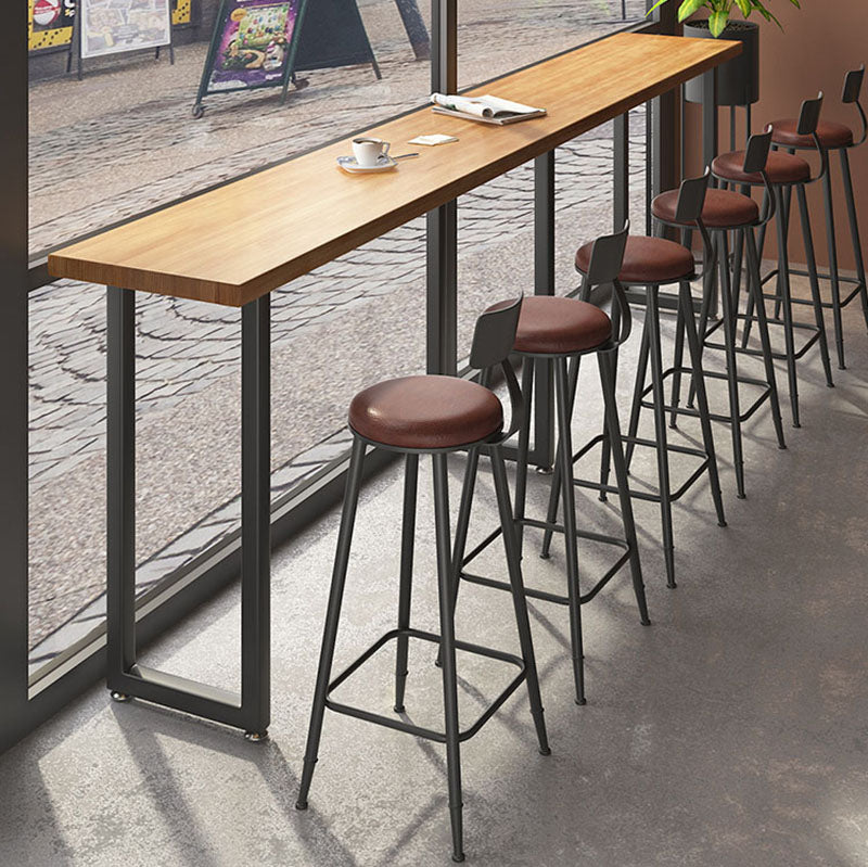 Modern Wood Pub Table with Rectangle Table Top Black Trestle Table with 42-inch Height 110.2"L x 15.7"W x 41.3"H Without Chairs Clearhalo 'Bar Furniture' 'Bar Tables' 'bar_tables' 'furn' 'furn_bar_tables' 'Furniture' 'furniture_bar_tables' 'Kitchen & Dining Furniture' 4463315