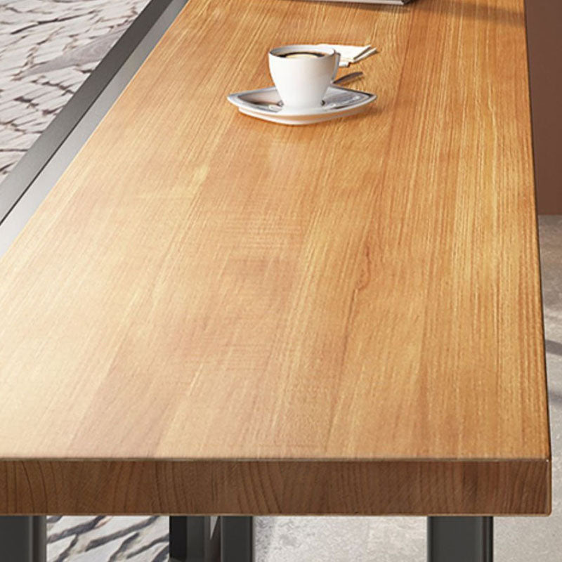 Modern Wood Pub Table with Rectangle Table Top Black Trestle Table with 42-inch Height Clearhalo 'Bar Furniture' 'Bar Tables' 'bar_tables' 'furn' 'furn_bar_tables' 'Furniture' 'furniture_bar_tables' 'Kitchen & Dining Furniture' 4463320