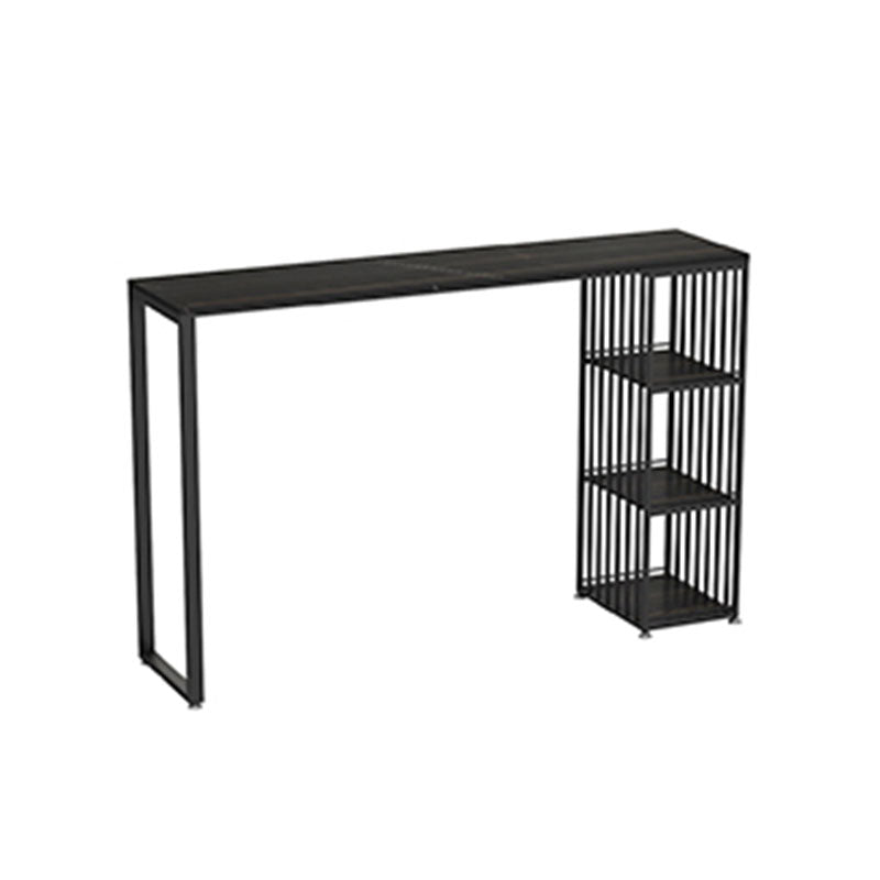 Glam Marble Bar Table with Rectangle Table Top Double Pedestal Table with 42-inch Height Black Without Chairs Clearhalo 'Bar Furniture' 'Bar Tables' 'bar_tables' 'furn' 'furn_bar_tables' 'Furniture' 'furniture_bar_tables' 'Kitchen & Dining Furniture' 4463341