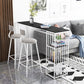 Glam Marble Bar Table with Rectangle Table Top Double Pedestal Table with 42-inch Height 63"L x 15.7"W x 41.3"H White-Black Without Chairs Clearhalo 'Bar Furniture' 'Bar Tables' 'bar_tables' 'furn' 'furn_bar_tables' 'Furniture' 'furniture_bar_tables' 'Kitchen & Dining Furniture' 4463343