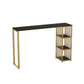 Glam Marble Bar Table with Rectangle Table Top Double Pedestal Table with 42-inch Height Gold-Black Without Chairs Clearhalo 'Bar Furniture' 'Bar Tables' 'bar_tables' 'furn' 'furn_bar_tables' 'Furniture' 'furniture_bar_tables' 'Kitchen & Dining Furniture' 4463344
