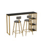 Glam Marble Bar Table with Rectangle Table Top Double Pedestal Table with 42-inch Height Clearhalo 'Bar Furniture' 'Bar Tables' 'bar_tables' 'furn' 'furn_bar_tables' 'Furniture' 'furniture_bar_tables' 'Kitchen & Dining Furniture' 4463345