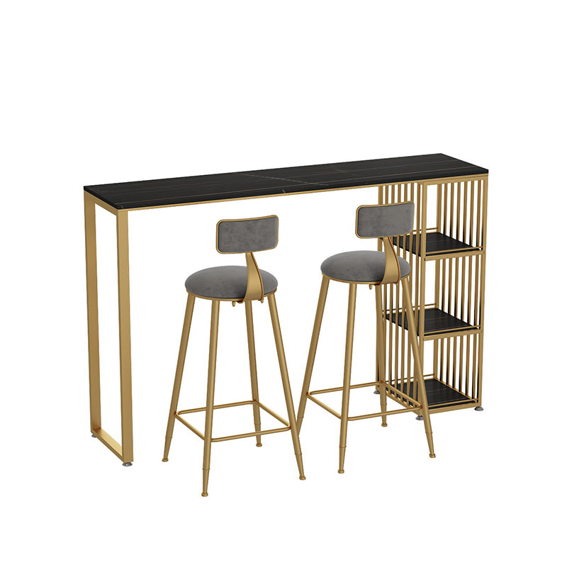 Glam Marble Bar Table with Rectangle Table Top Double Pedestal Table with 42-inch Height Clearhalo 'Bar Furniture' 'Bar Tables' 'bar_tables' 'furn' 'furn_bar_tables' 'Furniture' 'furniture_bar_tables' 'Kitchen & Dining Furniture' 4463345