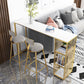 Glam Marble Bar Table with Rectangle Table Top Double Pedestal Table with 42-inch Height Clearhalo 'Bar Furniture' 'Bar Tables' 'bar_tables' 'furn' 'furn_bar_tables' 'Furniture' 'furniture_bar_tables' 'Kitchen & Dining Furniture' 4463348
