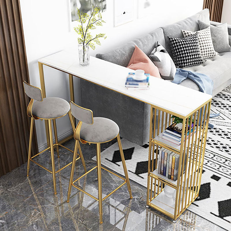 Glam Marble Bar Table with Rectangle Table Top Double Pedestal Table with 42-inch Height Clearhalo 'Bar Furniture' 'Bar Tables' 'bar_tables' 'furn' 'furn_bar_tables' 'Furniture' 'furniture_bar_tables' 'Kitchen & Dining Furniture' 4463348