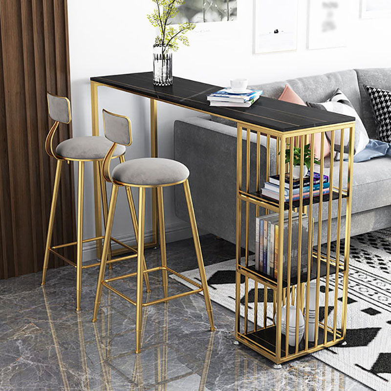 Glam Marble Bar Table with Rectangle Table Top Double Pedestal Table with 42-inch Height Clearhalo 'Bar Furniture' 'Bar Tables' 'bar_tables' 'furn' 'furn_bar_tables' 'Furniture' 'furniture_bar_tables' 'Kitchen & Dining Furniture' 4463349