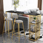 Glam Marble Bar Table with Rectangle Table Top Double Pedestal Table with 42-inch Height Clearhalo 'Bar Furniture' 'Bar Tables' 'bar_tables' 'furn' 'furn_bar_tables' 'Furniture' 'furniture_bar_tables' 'Kitchen & Dining Furniture' 4463350
