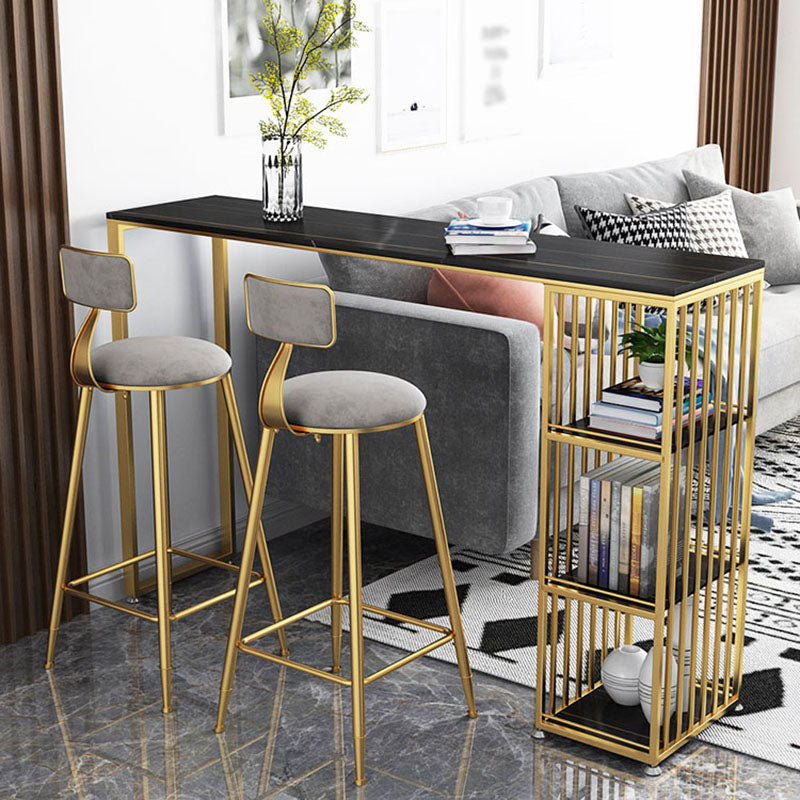 Glam Marble Bar Table with Rectangle Table Top Double Pedestal Table with 42-inch Height Clearhalo 'Bar Furniture' 'Bar Tables' 'bar_tables' 'furn' 'furn_bar_tables' 'Furniture' 'furniture_bar_tables' 'Kitchen & Dining Furniture' 4463350