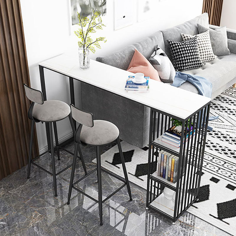 Glam Marble Bar Table with Rectangle Table Top Double Pedestal Table with 42-inch Height Clearhalo 'Bar Furniture' 'Bar Tables' 'bar_tables' 'furn' 'furn_bar_tables' 'Furniture' 'furniture_bar_tables' 'Kitchen & Dining Furniture' 4463351