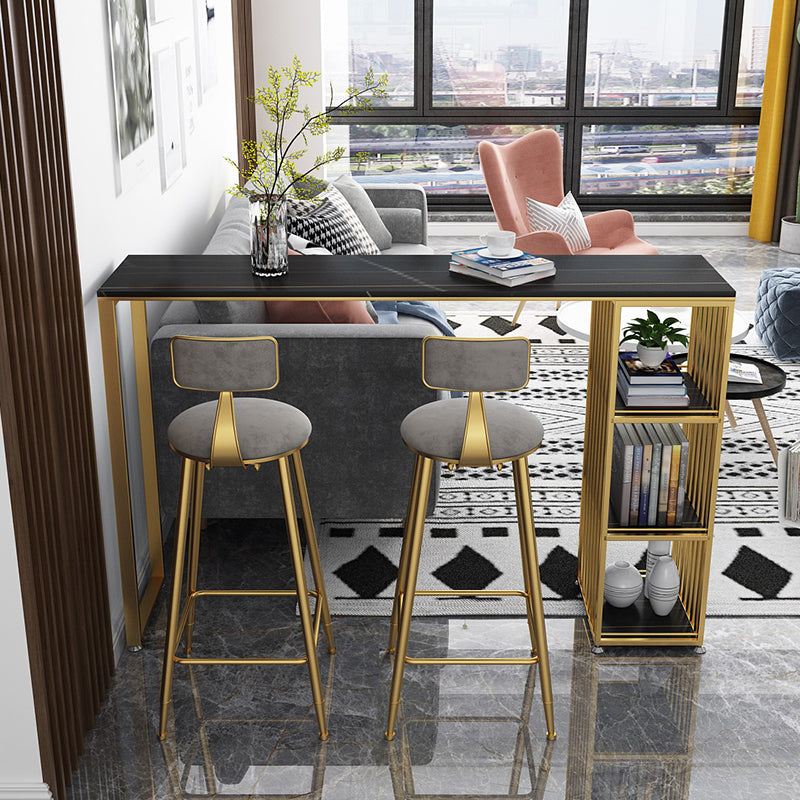 Glam Marble Bar Table with Rectangle Table Top Double Pedestal Table with 42-inch Height Clearhalo 'Bar Furniture' 'Bar Tables' 'bar_tables' 'furn' 'furn_bar_tables' 'Furniture' 'furniture_bar_tables' 'Kitchen & Dining Furniture' 4463352